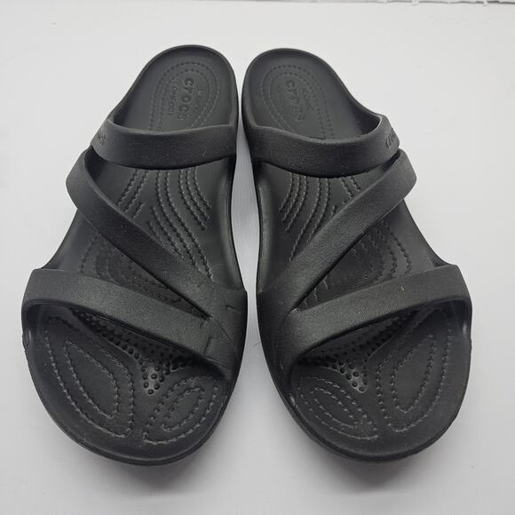 Crocs Women’s Kadee II Comfort Sandals Strappy Slip On Black Sz 10 - Picture 4 of 7